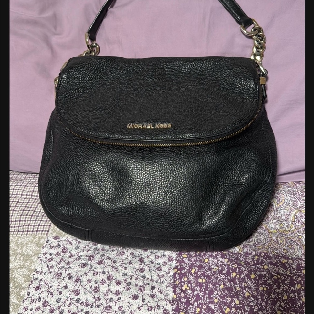 Michael Kors Black Pebbled Leather Shoulder Bag